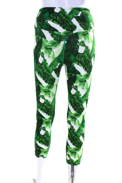 Bandier Womens High Rise Leaf Printed Cropped Leggings Green White Size XS