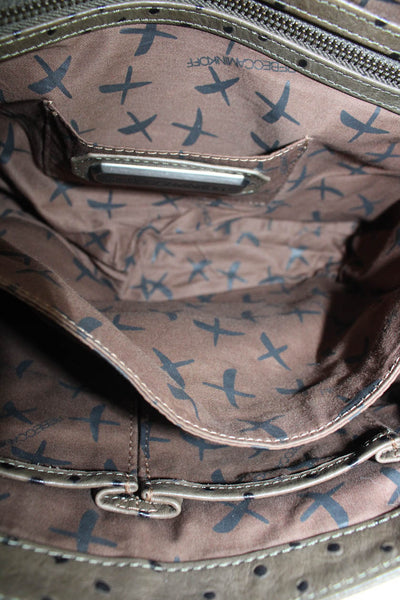 Rebecca Minkoff Womens Embossed Ostrich Print Turn Lock Shoulder Handbag Brown