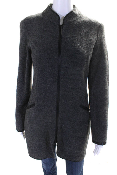 Lafayette 148 New York Womens Wool Shearling Double Zip Jacket Gray Black Size 2