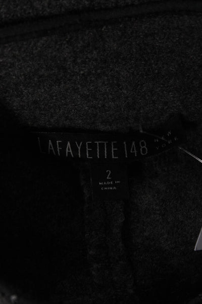 Lafayette 148 New York Womens Wool Shearling Double Zip Jacket Gray Black Size 2