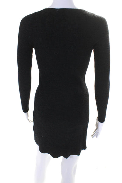 Theyskens Theory Womens V Neck Long Sleeved A Line Sweater Dress Gray Size P