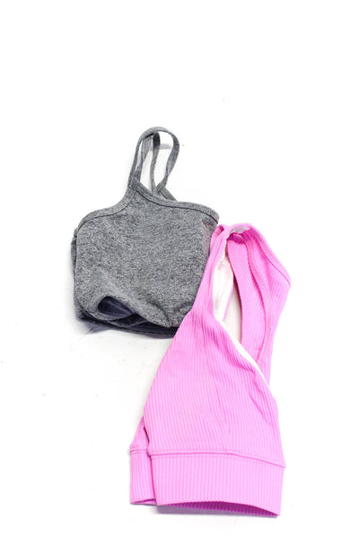 Year Of Ours Womens Scoop Neck Stretch Knit Sports Bras Gray Pink Small Lot 2