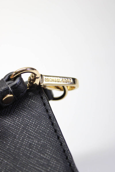 Michael Kors Womens Button Flap Saffiano Leather Wristlet Wallet Black