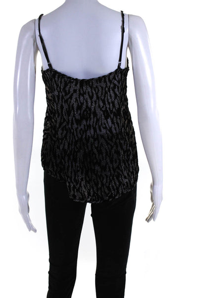 The Kooples Womens Velvet Jacquard Rhinestone Tank Top Blouse Black Ivory Size 1