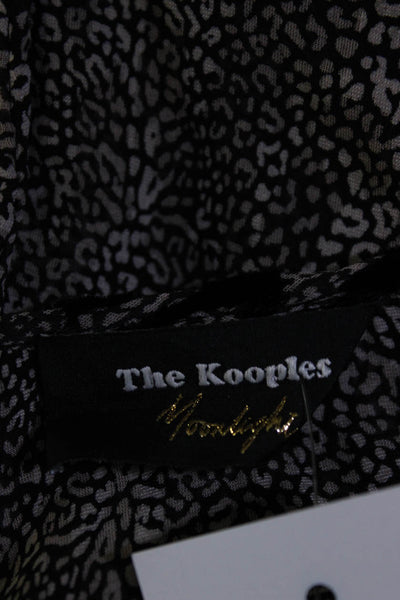 The Kooples Womens Velvet Jacquard Rhinestone Tank Top Blouse Black Ivory Size 1