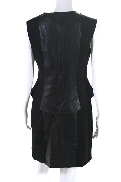 Cynthia Steffe Womens Leather Look Sleeveless Zip Up Peplum Dress Black Size 8