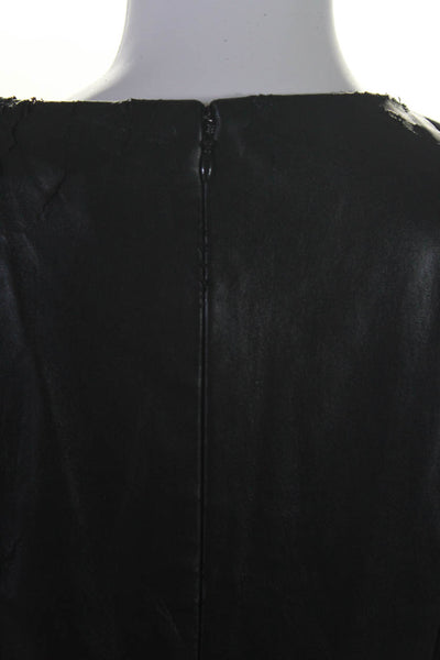 Cynthia Steffe Womens Leather Look Sleeveless Zip Up Peplum Dress Black Size 8