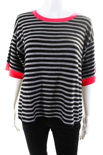 Sonia Sonia Rykiel Womens Cashmere Striped Sweater Gray Black Size 1