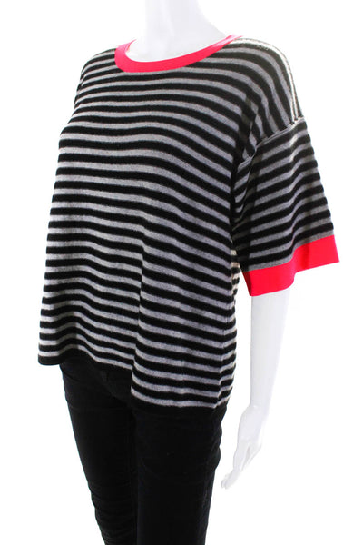 Sonia Sonia Rykiel Womens Cashmere Striped Sweater Gray Black Size 1