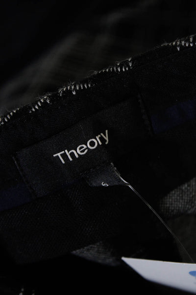 Theory Womens Grid Print Hook + Bar Closure Mid-Rise Skinny Pants Black Size 6