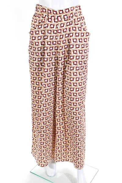 AK Anna Kay Womens High Waist Geometric Wide Leg Pants Beige Red Size -  Shop Linda's Stuff