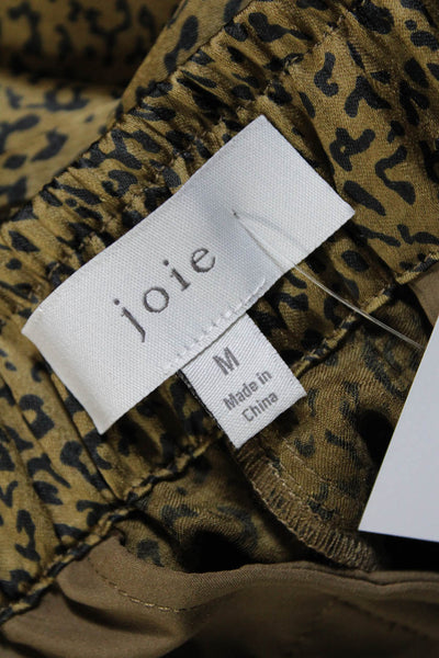 Joie Womens Leopard Print Satin High Rise Slim Leg Pants Brown Size Medium