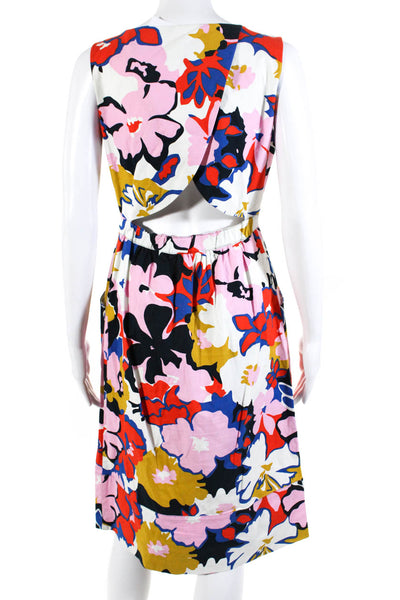 Whitt Two Womens Open Back Sleeveless Floral A Line Dress Multicolor Size 6