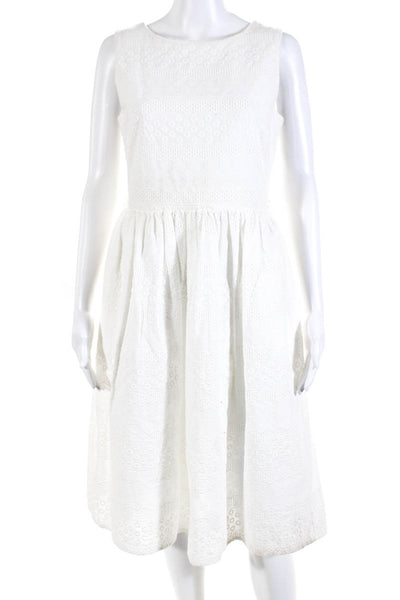 Yumi Womens Embroidered Sleeveless Crew Neck A Line Dress White Size 2/4