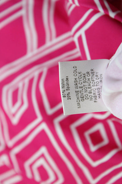 Britt Womens Sleeveless Geometric Print Crew Neck Shift Dress Pink White Small