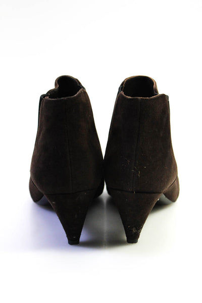 Prada Womens Tapered Heel Pointed Toe Ankle Boots Booties Brown Suede 39.5 9.5