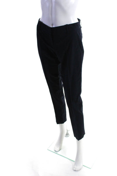 Theory Women's Pleated Wool Straight Leg Testra Tuck Striped Pants Navy Size 0