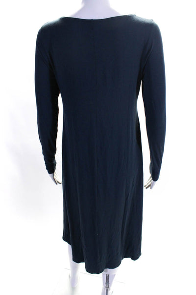 Eileen Fisher Womens Long Sleeve Pullover Maxi A-Line T-Shirt Dress Blue Size XS