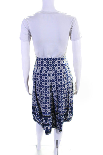 Lafayette 148 New York Womens Cotton Pleated Knee Length Flare Skirt Blue Size 4