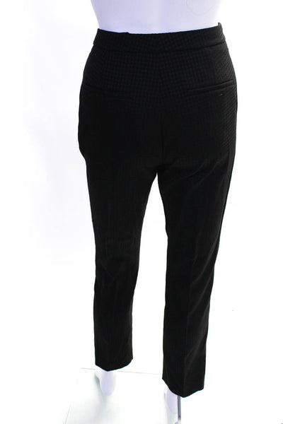 Theory Womens Herringbone Print Flat Front Slim Skinny Dress Pants Black Size 2