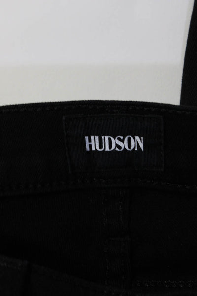 Hudson Womens Cotton Distressed Low Rise Skinny Button Up Jeans Black Size 24