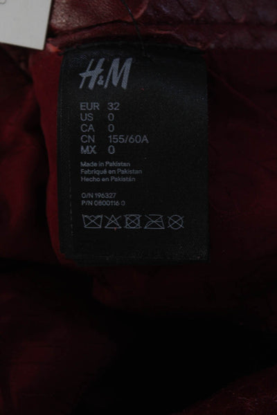 Giambattista Valli for H&M Womens Red Leather Snakeskin Print Pants Size 0