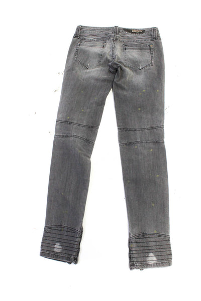 Vintage 1 Womens Gary Distress Splatter Paint Ankle Zip Skinny Jeans Size 25