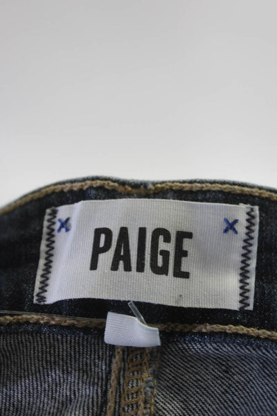 Paige Women's Mid Rise Raw Hem Dark Wash Skinny Jeans Blue Size 30