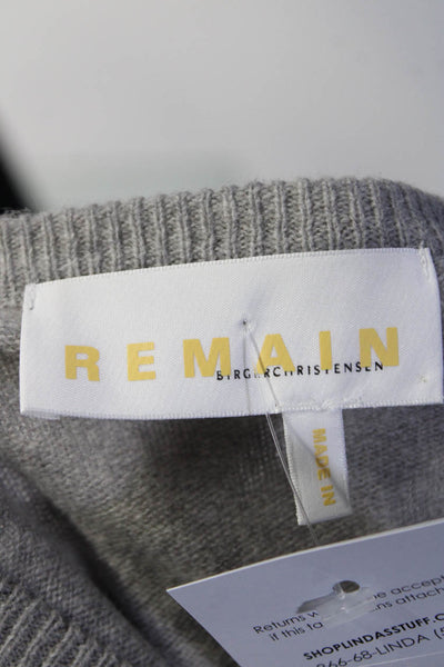 Remain Womens Beni Crew Neck Long Sleeve Sweater Gray Wool Size Medium