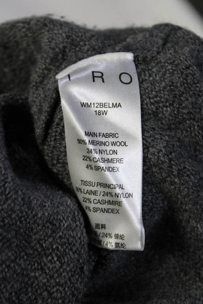 IRO Womens Elma Distressed Hem Crew Neck Oversize Sweater Gray Wool Size Medium