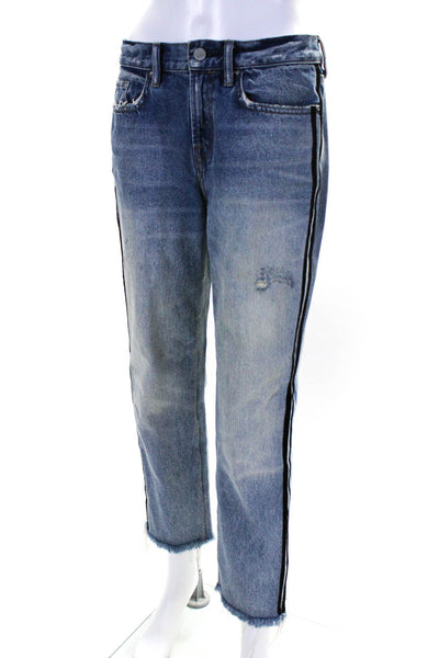 Allsaints Womens Mid Rise Tapered Leg Boys Stripe Jeans Pants Blue Size 27