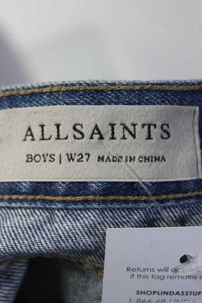 Allsaints Womens Mid Rise Tapered Leg Boys Stripe Jeans Pants Blue Size 27