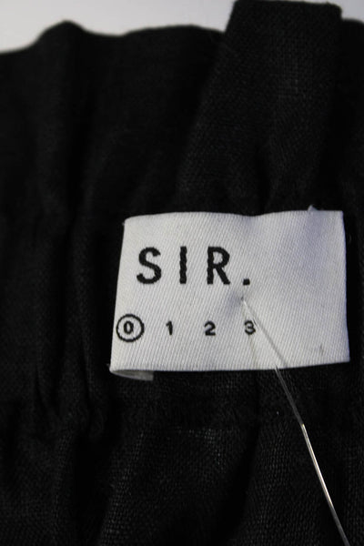 Sir. Womens Frill Waist Elastic Woven Unlined Mini Skirt Black Linen Size 0