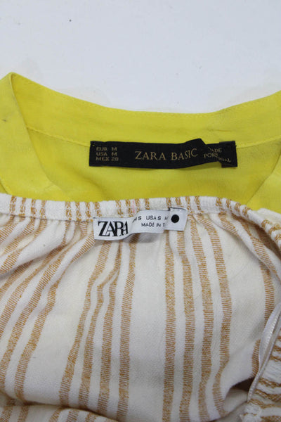Zara Womens Skirt Yellow Crew Neck Long Sleeve Blouse Top Size M S Lot 2
