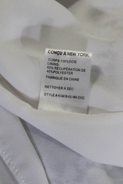 Intermix Women's Printed Short Sleeve Silk Ruffle Blouse Multicolor Size 00