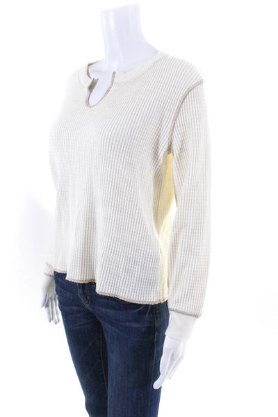 Madewell Women's Waffle Knit V Neck Pullover Sweater Off White Size XS