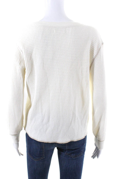 Madewell Women's Waffle Knit V Neck Pullover Sweater Off White Size XS