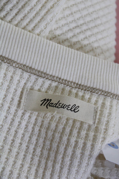 Madewell Women's Waffle Knit V Neck Pullover Sweater Off White Size XS
