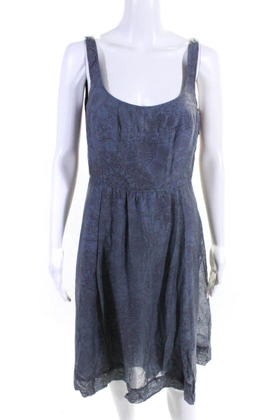 Elie Tahari Women's Sleeveless Floral Print A Line Midi Dress Gray Size 10