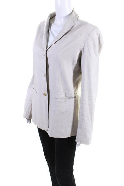 Calvin Klein Women's Linen Blend Fully Lined Three Button Blazer Beige Size 8