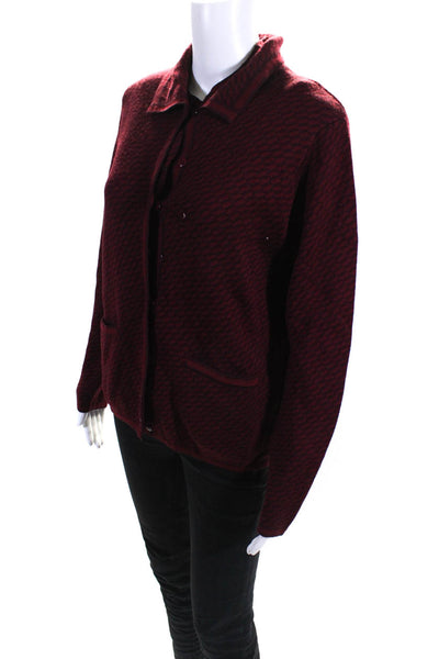 Magaschoni Women's Wool Blend Cardigan Knit Top Two Piece Set Red Size M