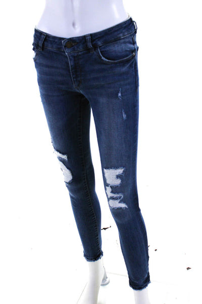 DL1961 Womens Emma Power Legging Distressed Skinny Jeans Blue Size 26