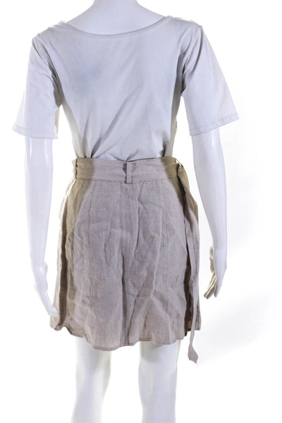 Kors Womens Buttoned Darted D-Ring Buckled Belt A-Line Skirt Beige Size S