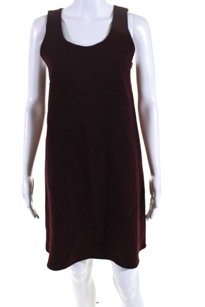 Theory Womens Wool Darted Sleeveless A-Line Midi Side Zipped Dress Red Size S