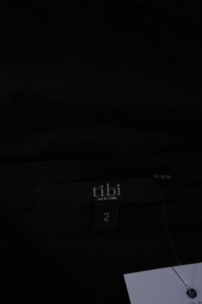 Tibi Womens Cotton Asymmetrical Zipped Snap Button Tank Top Blouse Black Size 2