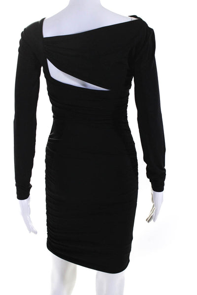 Pierre Balmain Women's Ruched Long Sleeve Cut Out Mini Dress Black Size 38