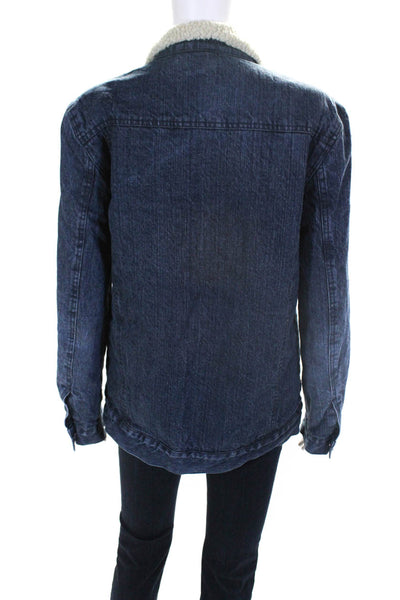 Cody James Womens Blue Cotton Shearling Lining Long Sleeve Denim Jacket Size S