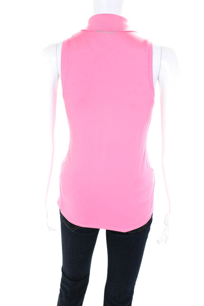 RLX Ralph Lauren Womens Collared Snap Button Sleeveless Polo Top Pink Size M