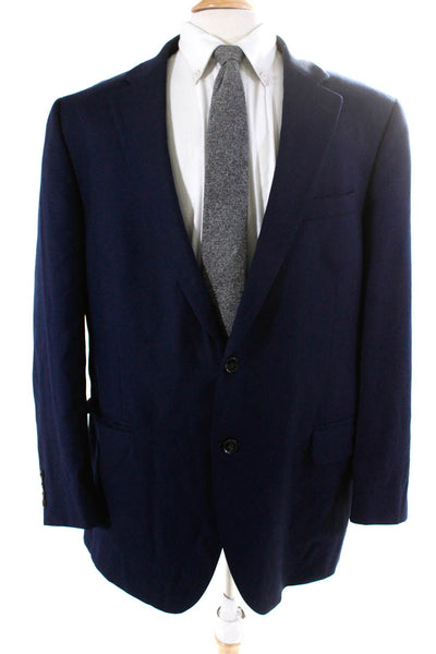 Peter Millar Mens Two Button Notched Lapel Blazer Jacket Navy Blue Wool Size 46T