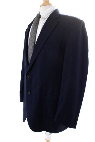 Peter Millar Mens Two Button Notched Lapel Blazer Jacket Navy Blue Wool Size 46T